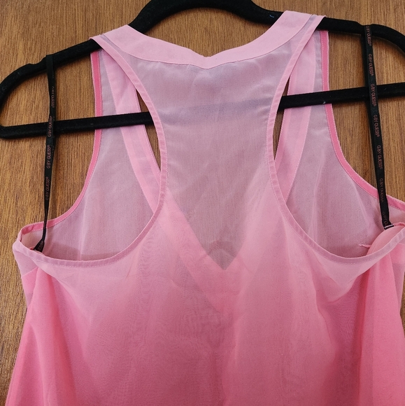 Medium G by Guess Pink Ombre Sheer Racerback Tank Top - Picture 10 of 10
